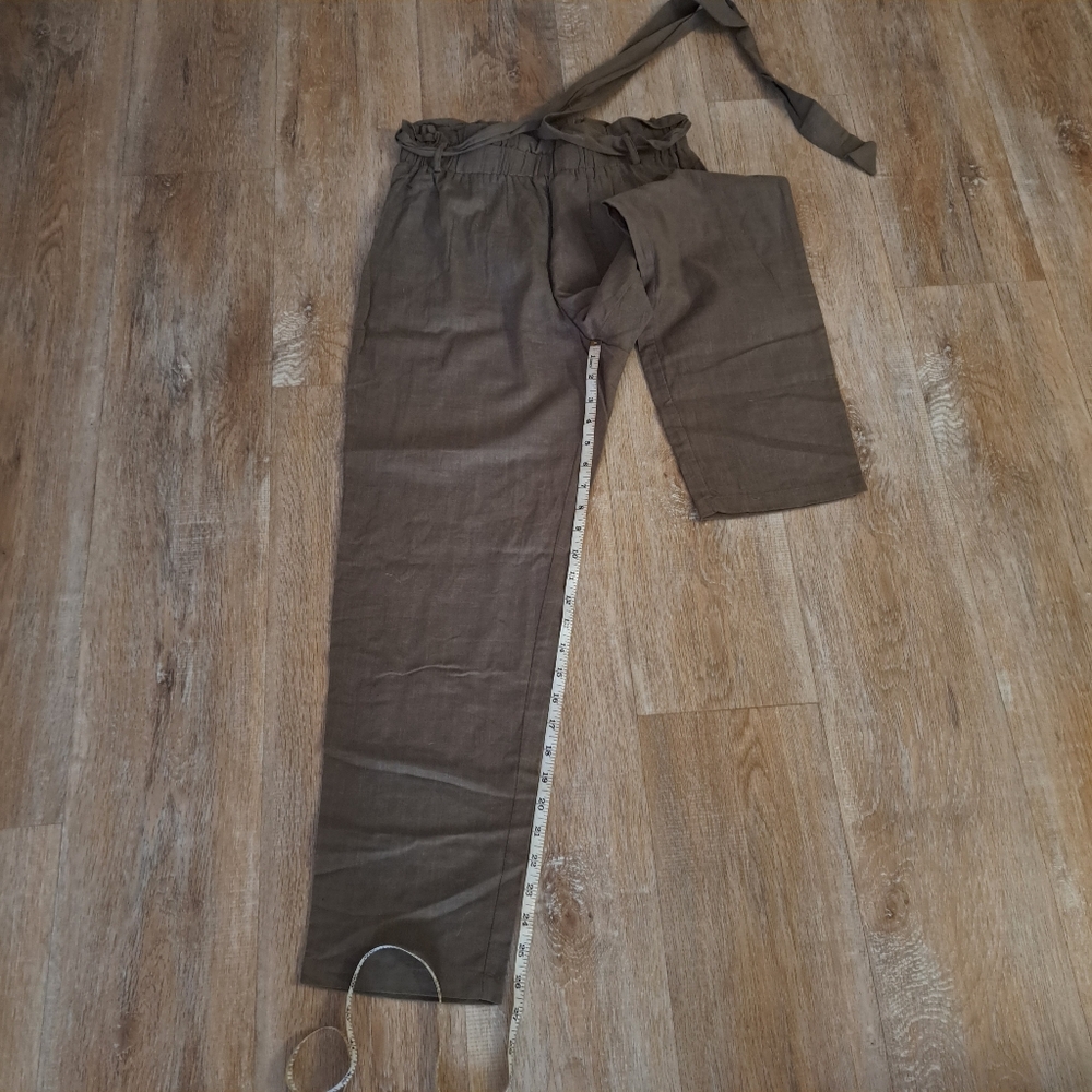 SHEIN Paperbag Waist Trousers Olive Green Brown Size 6 NWOT - Picture 7 of 12